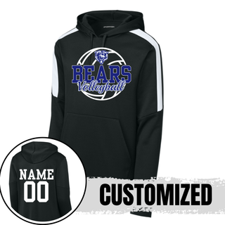 St. Marys Bears Rally Volleyball Fan Favorite Hoodie black and white colorblock with custom name and number on back
