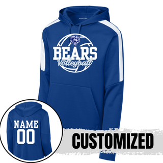 St. Marys Bears Rally Volleyball Fan Favorite Hoodie royal blue white colorblock with custom name and number on back
