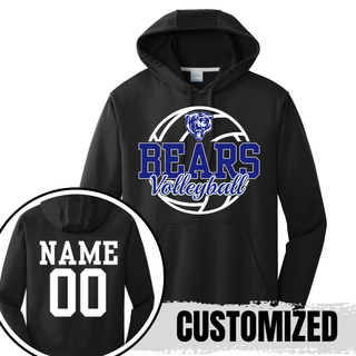 St. Marys Bears Rally Volleyball Performance Hoodie black with custom name and number printed on back
