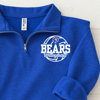 St. Marys Bears Rally Volleyball Quarter Zip Pullover royal blue close up showing Bears Volleyball left chest graphic
