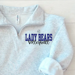 St. Marys Bears Serve It Up Volleyball Quarter Zip Pullover St. Marys KS - ash grey Jerzees fleece quarter zip close up
