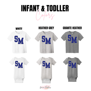 St. Marys Bears SM Vintage Letter Shirt infant toddler colors - white heather grey granite heather
