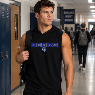 St. Marys Bears Stadium Competitor Sleeveless Hoodie St. Marys Kansas - black front and back view Bears mascot logo