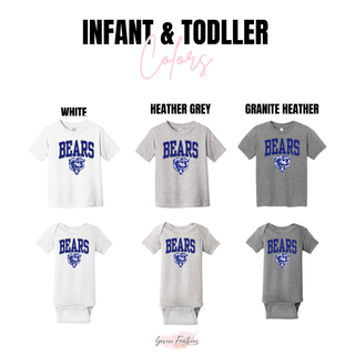 St Marys Bears Varsity Arch Bear Head Top Infant Toddler Colors White Heather Grey Granite Heather St Marys Kansas
