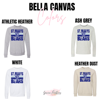 St. Marys Bears Worn Stripe Shirt St. Marys KS - athletic heather, ash grey, white, heather dust Bella Canvas long sleeve
