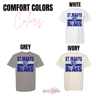 St. Marys Bears Worn Stripe Shirt St. Marys KS - white, grey, ivory Comfort Colors options
