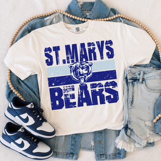 St. Marys Bears Worn Stripe Shirt St. Marys KS - ivory Comfort Colors tee
