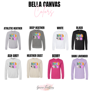 Bella Canvas chart for summer beach bum top in athletic heather, deep heather, white, black, ash grey, heather dust, berry
