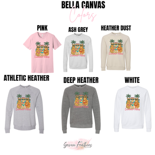 summer cats beach graphic top bella canvas shirt and crewneck options tropical cat graphic apparel