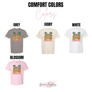 summer cats beach graphic top comfort colors shirt color options tropical cats summer apparel