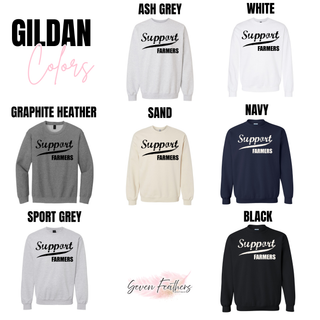 Support farmers top color options including ash grey white graphite heather sand navy sport grey and black gildan