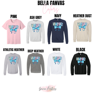 Bella Canvas Sweetheart Bow Stethoscope Nurse tops in pink, ash grey, navy, heather dust, athletic heather, deep heather, white, and black
