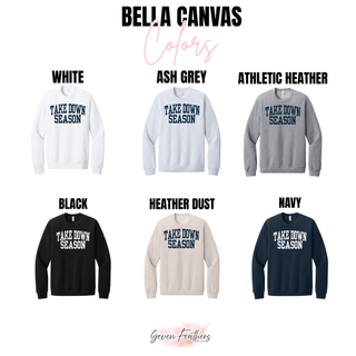 Take Down Season Hayden Wrestling top Bella Canvas color options: White, Ash Grey, Athletic Heather, Black, Heather Dust, Navy