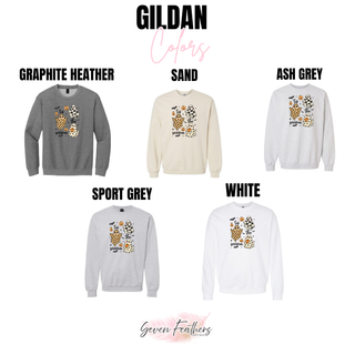 Tis the season ghosts crewneck sweatshirt color options graphite heather sand ash grey sport grey and white