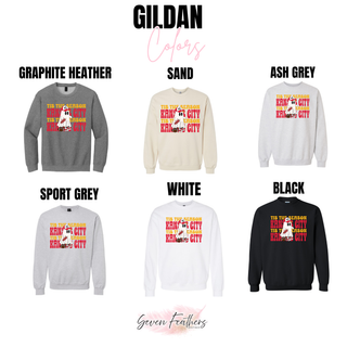 Tis The Season Kansas City Ghost Top crewneck sweatshirt color options in graphite, sand, and black