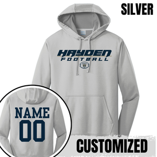 Topeka Hayden Wildcats Football Speed Performance Hoodie in silver with customizable name and number
