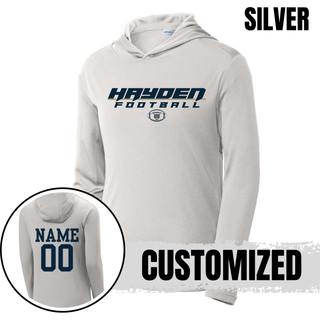 Topeka Hayden Wildcats Football Speed PosiCharge Competitor Hoodie in silver with customizable name and number
