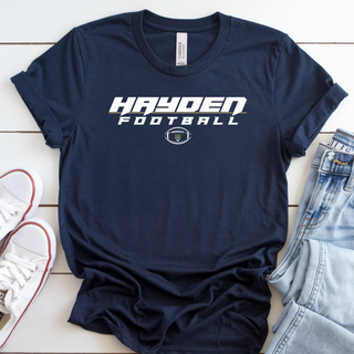 Topeka Hayden Wildcats Football Speed Top in navy styled with jeans and sneakers
