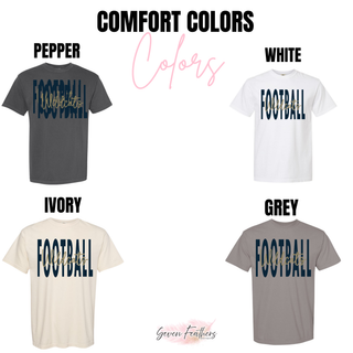 Hayden Wildcats navy football gold script Comfort Colors color chart pepper white ivory grey
