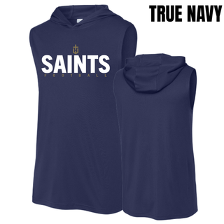 True Navy Topeka Saints Bold Emblem Football Competitor Sleeveless Hoodie front and back views