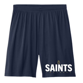 Navy Topeka Saints Bold Emblem Football Cooling Performance Shorts with lower-leg graphic