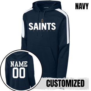 Navy Topeka Saints Bold Emblem Football Fan Favorite Hoodie with optional player name and number on back