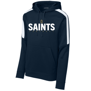 Navy Topeka Saints Bold Emblem Football Fan Favorite Hoodie with white contrast shoulder panels