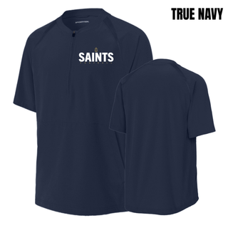 True Navy Topeka Saints Bold Emblem Football Repeat Half-Zip Short Sleeve Jacket front and back views
