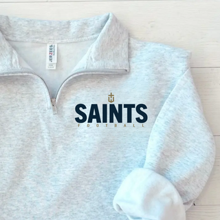 Ash Grey Jerzees NuBlend fleece quarter-zip with Topeka Saints bold emblem football graphic