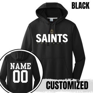 Black Topeka Saints Bold Emblem Football Performance Fleece Hoodie with optional player name and number on back