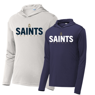 Topeka Saints Bold Emblem Football PosiCharge Competitor Hoodie options in Silver and True Navy