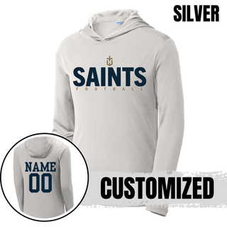 Silver Topeka Saints Bold Emblem Football PosiCharge Competitor Hoodie with optional player name and number on back