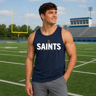 True Navy Topeka Saints Bold Emblem Football PosiCharge Competitor Tank shown on a model