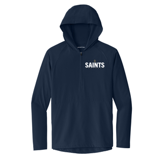 True Navy Topeka Saints Bold Emblem Football Repeat Half-Zip Hooded Jacket front view
