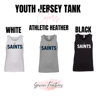 Topeka Saints Bold Emblem Football Youth Jersey Tank options in White, Athletic Heather, and Black