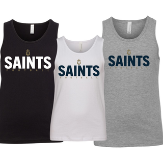 Topeka Saints Bold Emblem Football Youth Jersey Tanks in Black, White, and Athletic Heather