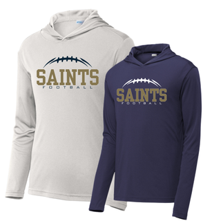 Silver and true navy lightweight hoodies with Topeka Saints Classic Football Laces front design