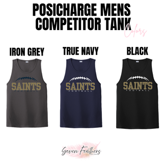Iron grey, true navy, and black competitor tank color options with Topeka Saints Classic Football Laces design