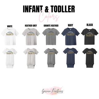 Topeka Saints Classic Football Laces infant bodysuit and toddler short sleeve color options