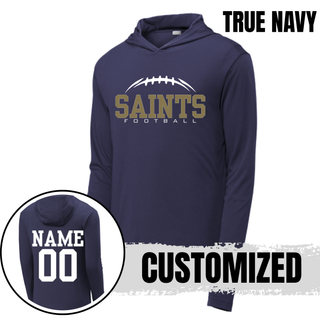 True navy Topeka Saints Classic Football Laces hoodie with optional player name and number on the back