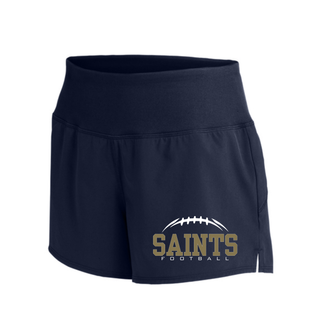 True navy women’s Repeat Short with Topeka Saints Classic Football Laces graphic on the lower-left leg