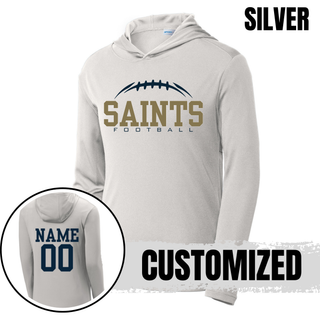 Silver Topeka Saints Classic Football Laces hoodie with optional player name and number on the back