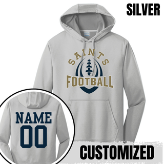 Topeka Saints Football Outline performance fleece hoodie back personalization view
