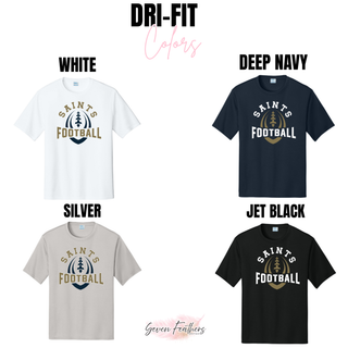 Topeka Saints Football Outline performance top color options in white, deep navy, silver, and jet black