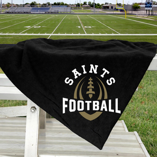 Black Topeka Saints Football Outline stadium blanket on football field bleachers
