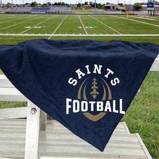 Navy Topeka Saints Football Outline stadium blanket on football field bleachers