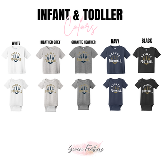 Topeka Saints Football Outline infant and toddler apparel color options