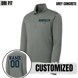 Grey concrete Topeka Saints Full Speed Football PosiCharge Quarter-Zip with personalized player name and number on the back