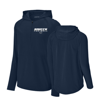 Navy Topeka Saints Full Speed Football Half-Zip Hooded Jacket, front and back