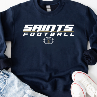 Navy Topeka Saints Full Speed Football crewneck sweatshirt styled with jeans and white sneakers